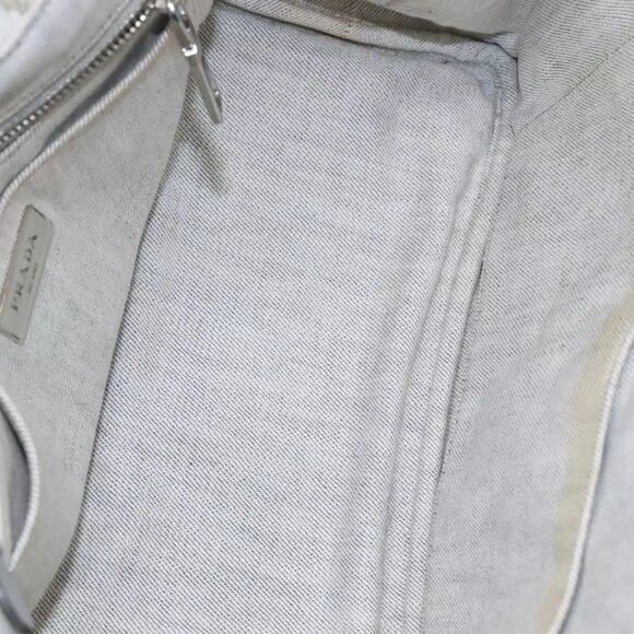 PRADA Bijoux Canapa Hand Bag Canvas 2way Gray Silver Auth KD142 - Picture 11 of 16